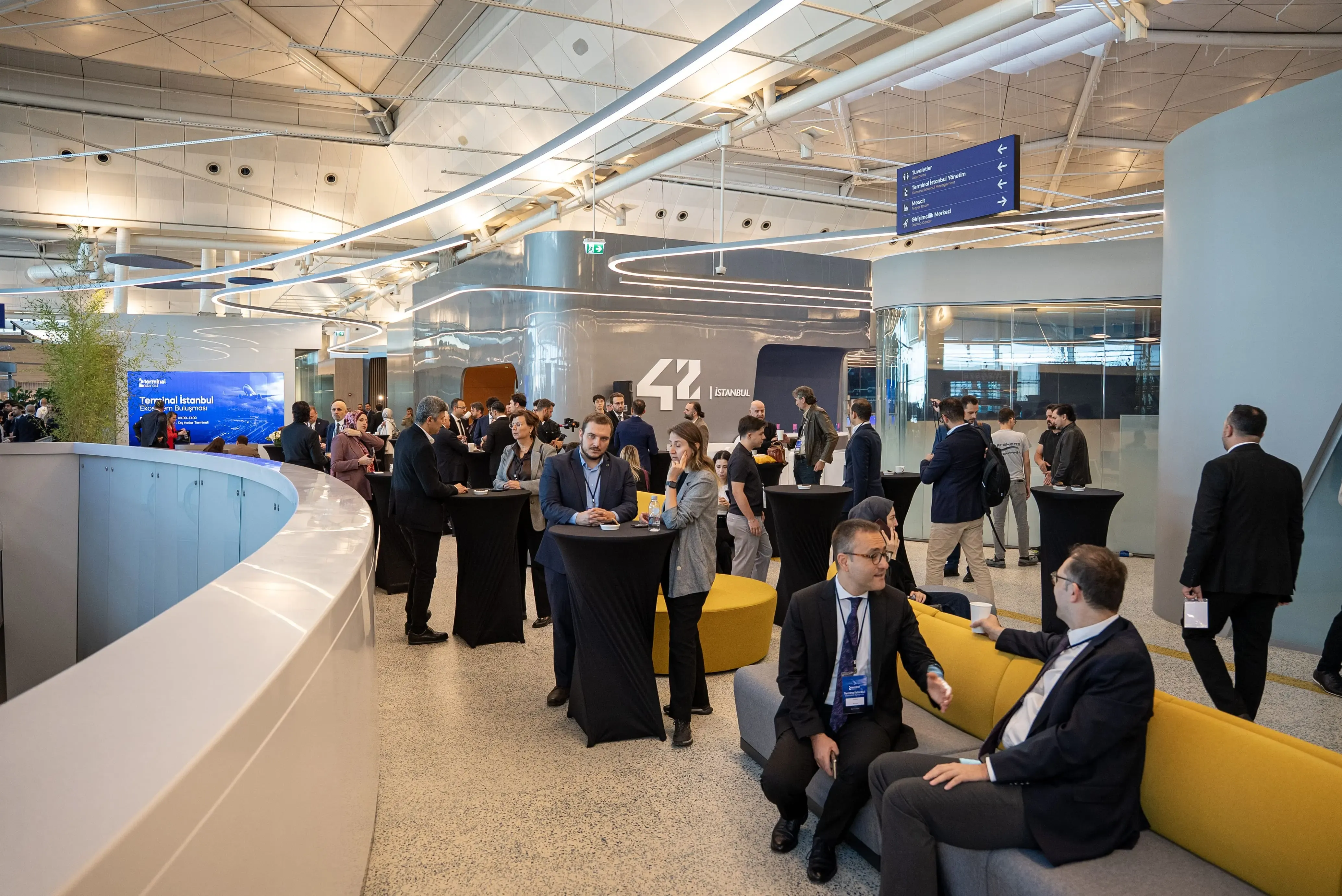 Delegation touring the first phase of Terminal İstanbul at the former Atatürk Airport terminal.